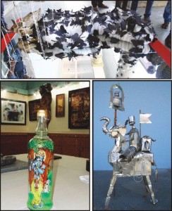  'Life and Death' art work created by the students of city's Ravi Verma School of Art.