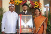 N. Lokesh flanked by his parents Narasimhamurthy and Laksh 