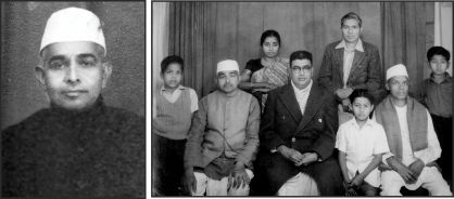 Left: 1) N. Munshilal (died in 1970). / Right : 2) Munshilal with Gandhiji's grandson Dr. Kantilal Harilal Gandhi and his wife Saraswathi Gandhi of Kerala (standing behind) in Mysore. In the centre is the then city's popular Dr. Annajappa, Physician and on the extreme left standing is his young son Parameshwar Dayal. (Photos: Parameshwar Dayal's album)