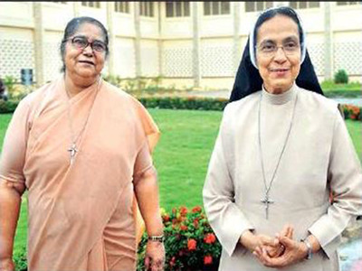 DOWN MEMORY LANE: Sr Lydia Fernandes, general councillor, Apostolic Carmel with Sr Mary Susheela, superior general of the order