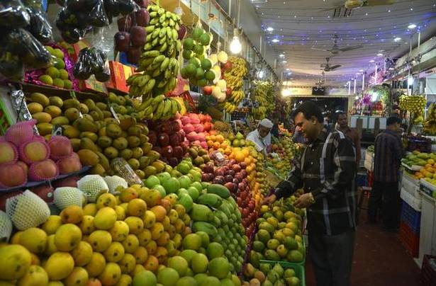 A view of fruits shops at Russell Market in Bangalore   | Photo Credit: Bhagya Prakash K