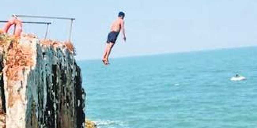 A cliff diver in action at St Mary’s Island