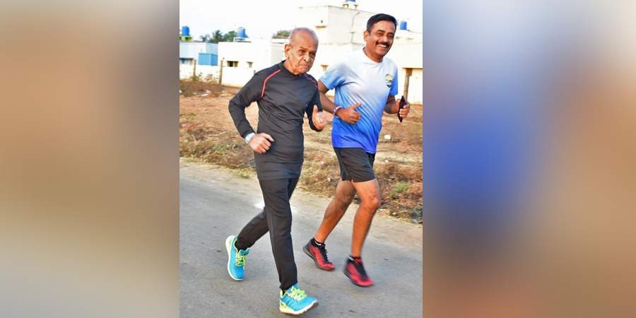NV Dattareya and his son Murli go for a 5km run every morning. (Photo | EPS)